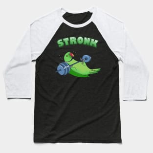 Stronk Green Indian ringneck Fitness Parrot Workout Baseball T-Shirt